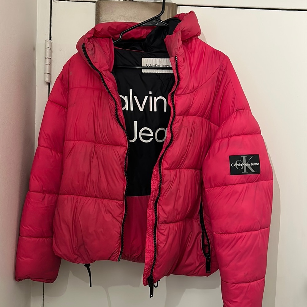 Hot pink Calvin Klein winter puffer jacket